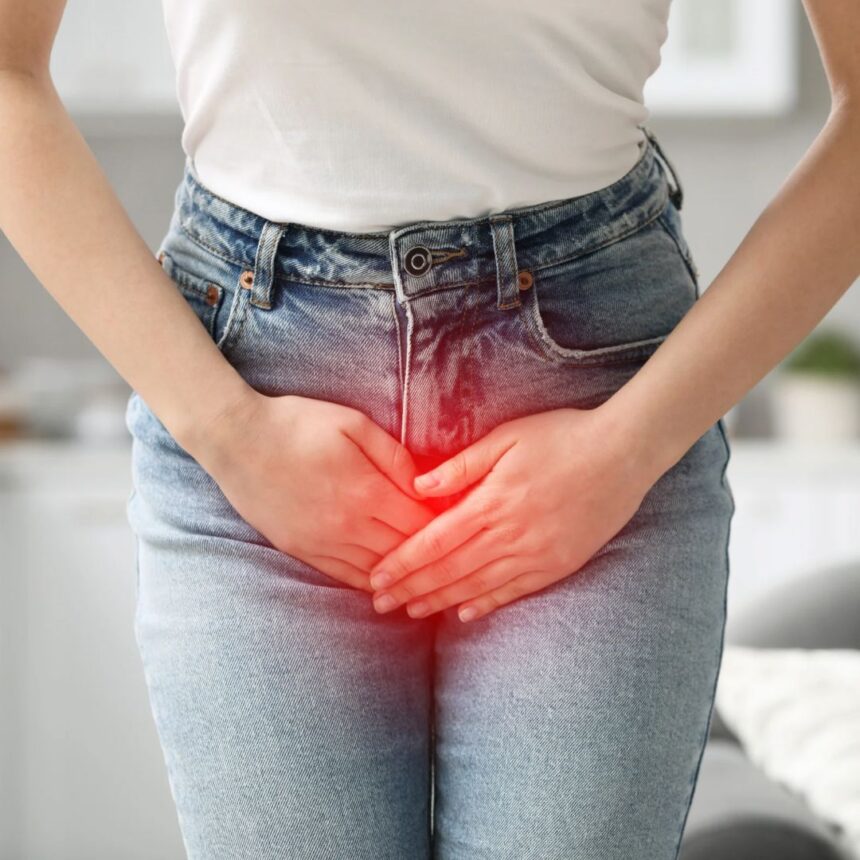 Pessoa em consulta médica investigando sintomas de infecção urinária